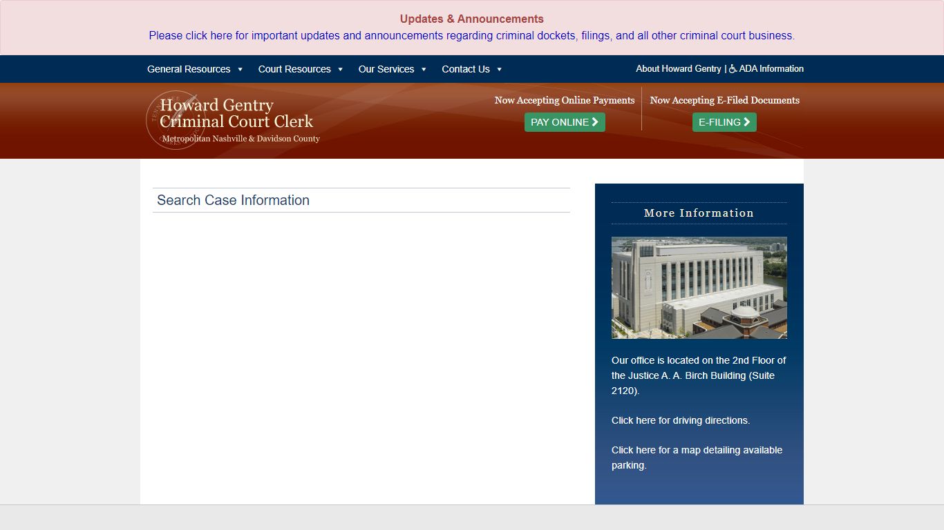 Search Case Information | Criminal Court Clerk of ...